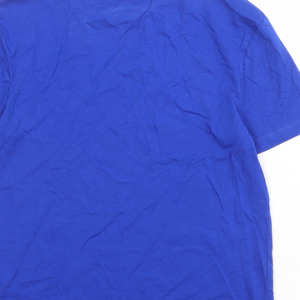 Marks and Spencer Boys Blue Cotton Basic T-Shirt Size 9-10 Years Round Neck Pullover