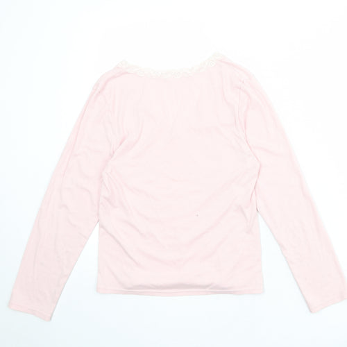 JFW Womens Pink Polyester Basic T-Shirt Size M V-Neck - Lace Details