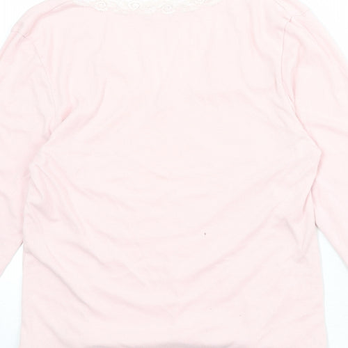 JFW Womens Pink Polyester Basic T-Shirt Size M V-Neck - Lace Details