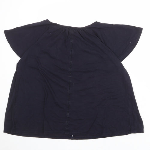 Uniqlo Womens Blue Cotton Basic Blouse Size L Round Neck
