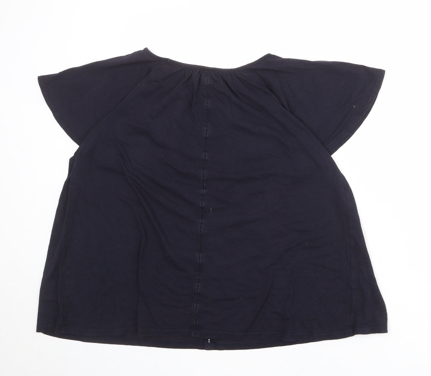 Uniqlo Womens Blue Cotton Basic Blouse Size L Round Neck