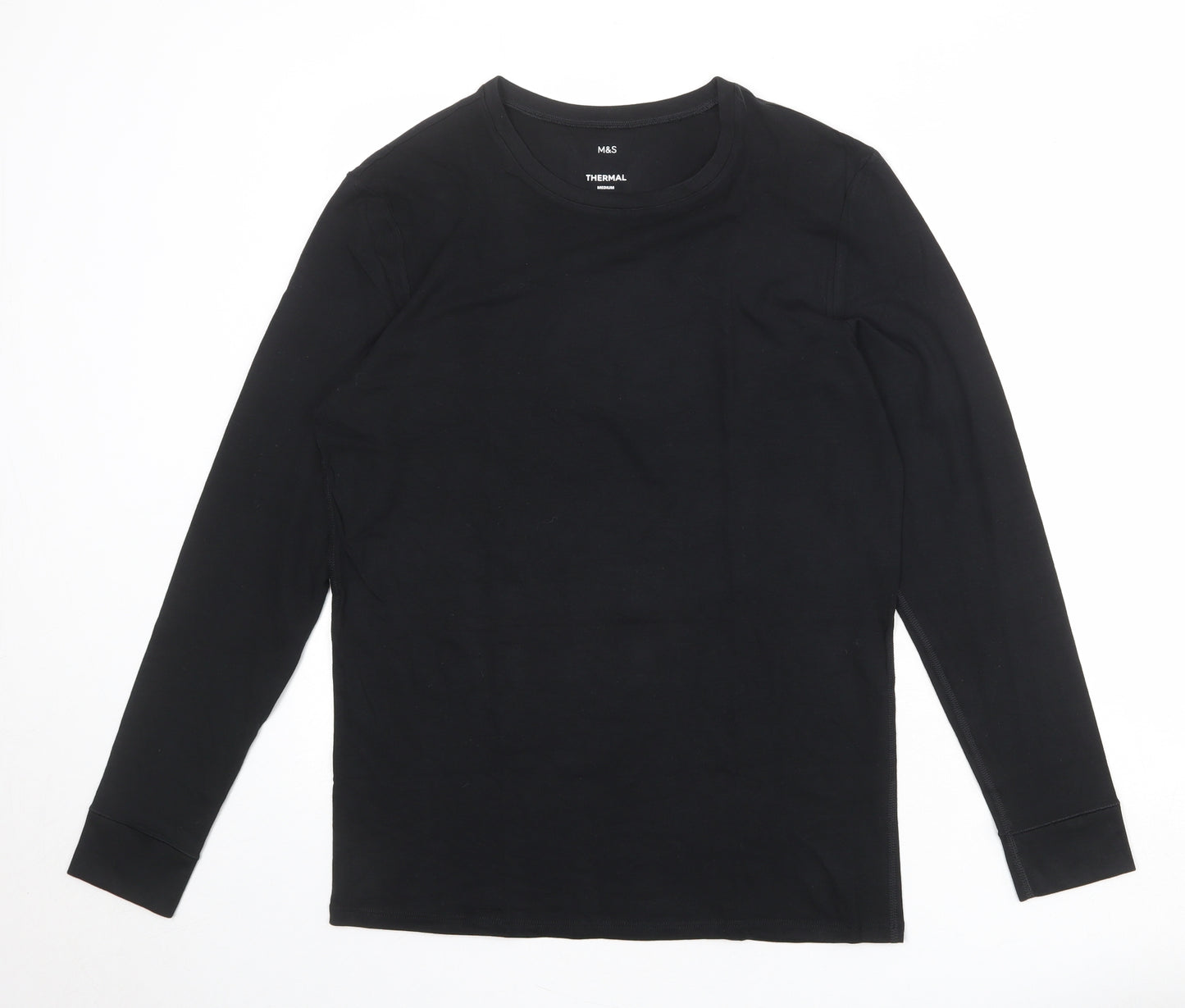Marks and Spencer Mens Black Acrylic T-Shirt Size M Round Neck