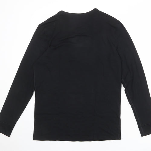 Marks and Spencer Mens Black Acrylic T-Shirt Size M Round Neck