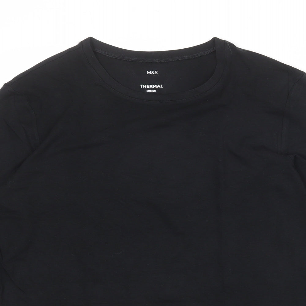 Marks and Spencer Mens Black Acrylic T-Shirt Size M Round Neck