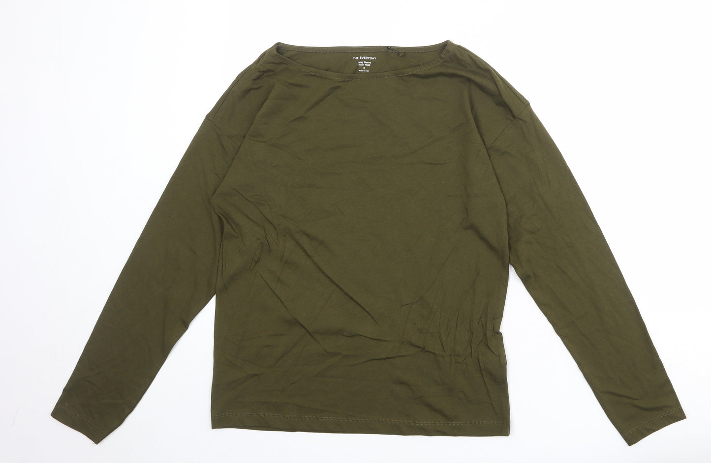 Marks and Spencer Womens Green 100% Cotton Basic T-Shirt Size 8 Round Neck