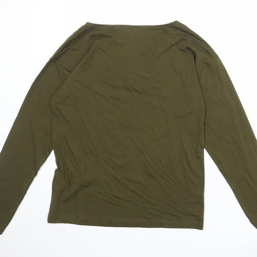 Marks and Spencer Womens Green 100% Cotton Basic T-Shirt Size 8 Round Neck