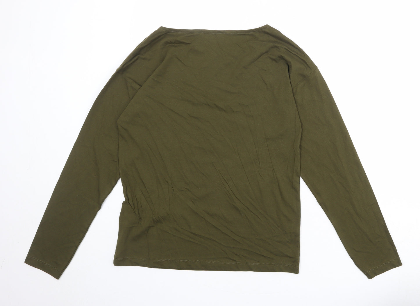 Marks and Spencer Womens Green 100% Cotton Basic T-Shirt Size 8 Round Neck
