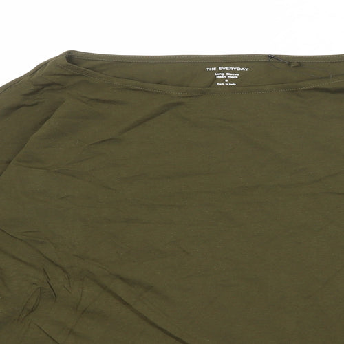 Marks and Spencer Womens Green 100% Cotton Basic T-Shirt Size 8 Round Neck
