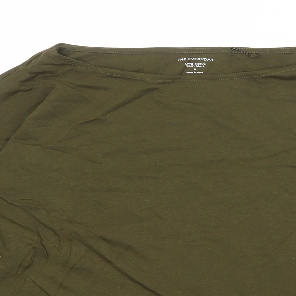 Marks and Spencer Womens Green 100% Cotton Basic T-Shirt Size 8 Round Neck