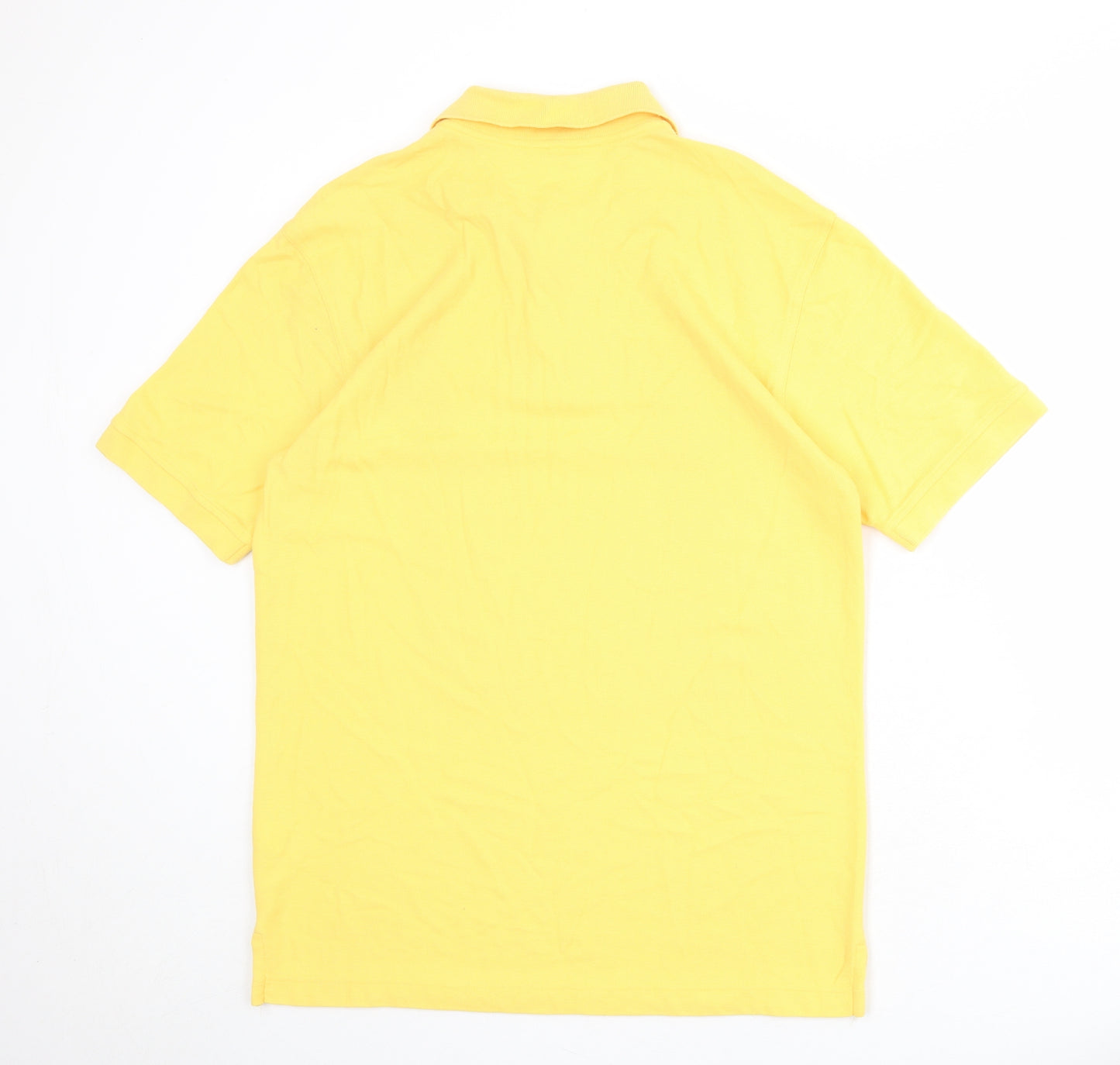 St Michael Mens Yellow 100% Cotton Polo Size S Collared Button