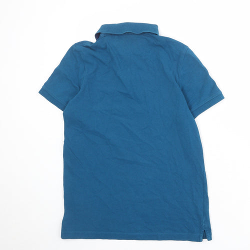 s.Oliver Mens Blue 100% Cotton Polo Size S Collared Button