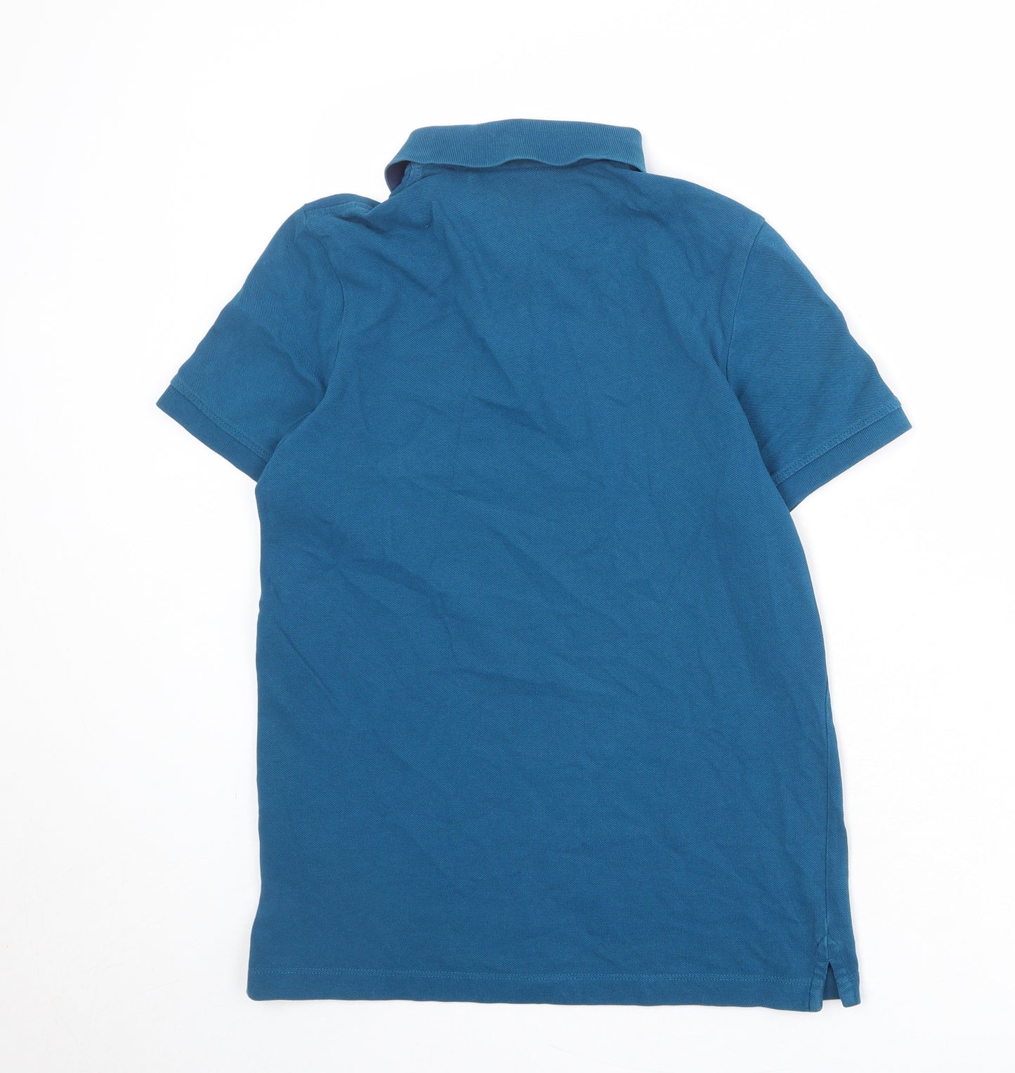 s.Oliver Mens Blue 100% Cotton Polo Size S Collared Button