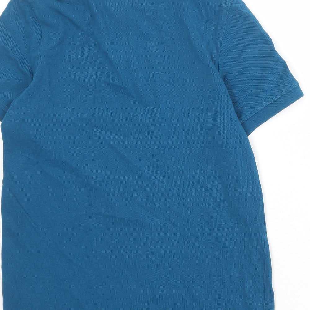 s.Oliver Mens Blue 100% Cotton Polo Size S Collared Button