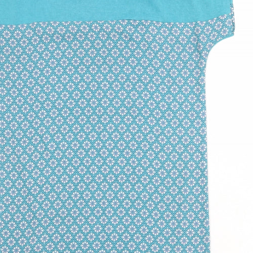 NEXT Womens Blue Geometric Polyester Basic T-Shirt Size 6 Round Neck - Cold Shoulder