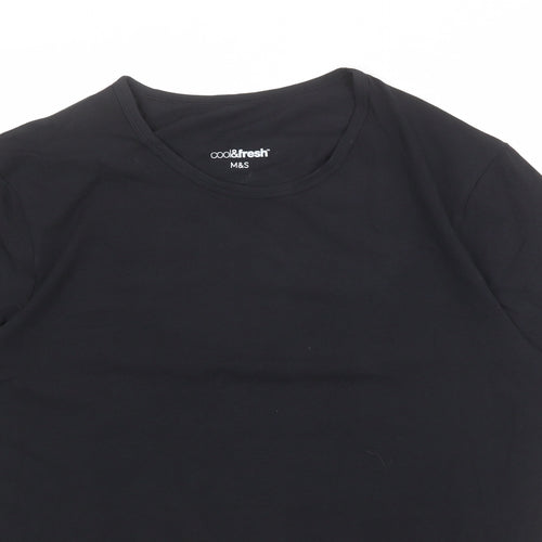 Marks and Spencer Mens Black Cotton T-Shirt Size L Round Neck