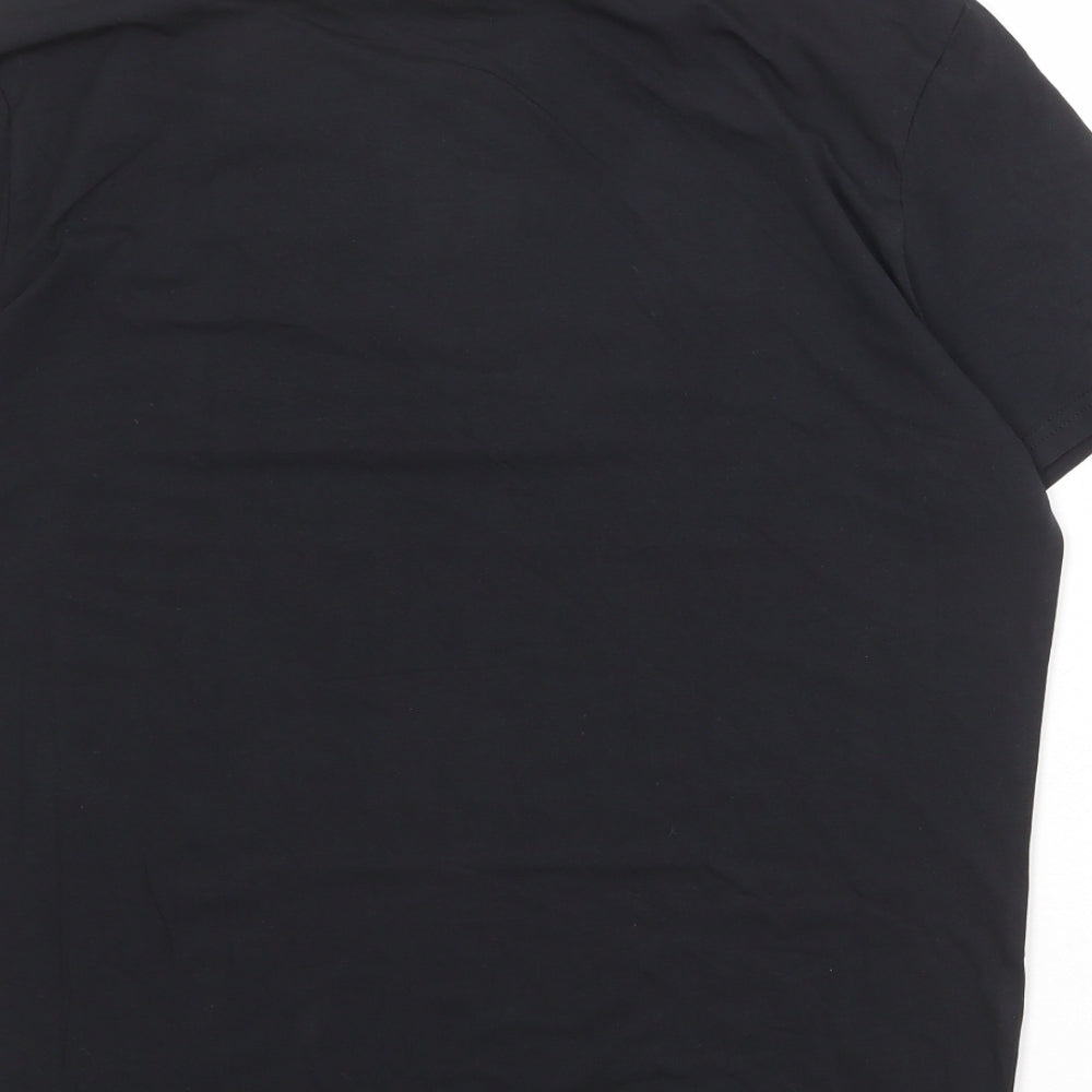 Marks and Spencer Mens Black Cotton T-Shirt Size L Round Neck