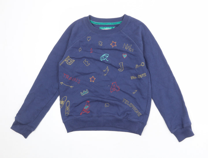 Johnnie B Boys Blue Geometric Cotton Pullover Sweatshirt Size 11-12 Years Pullover