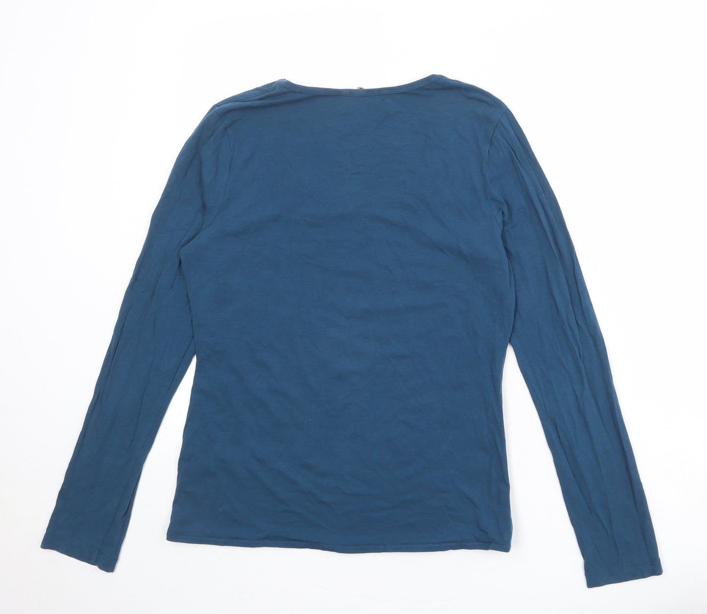 Jigsaw Womens Blue Cotton Basic T-Shirt Size 12 Scoop Neck