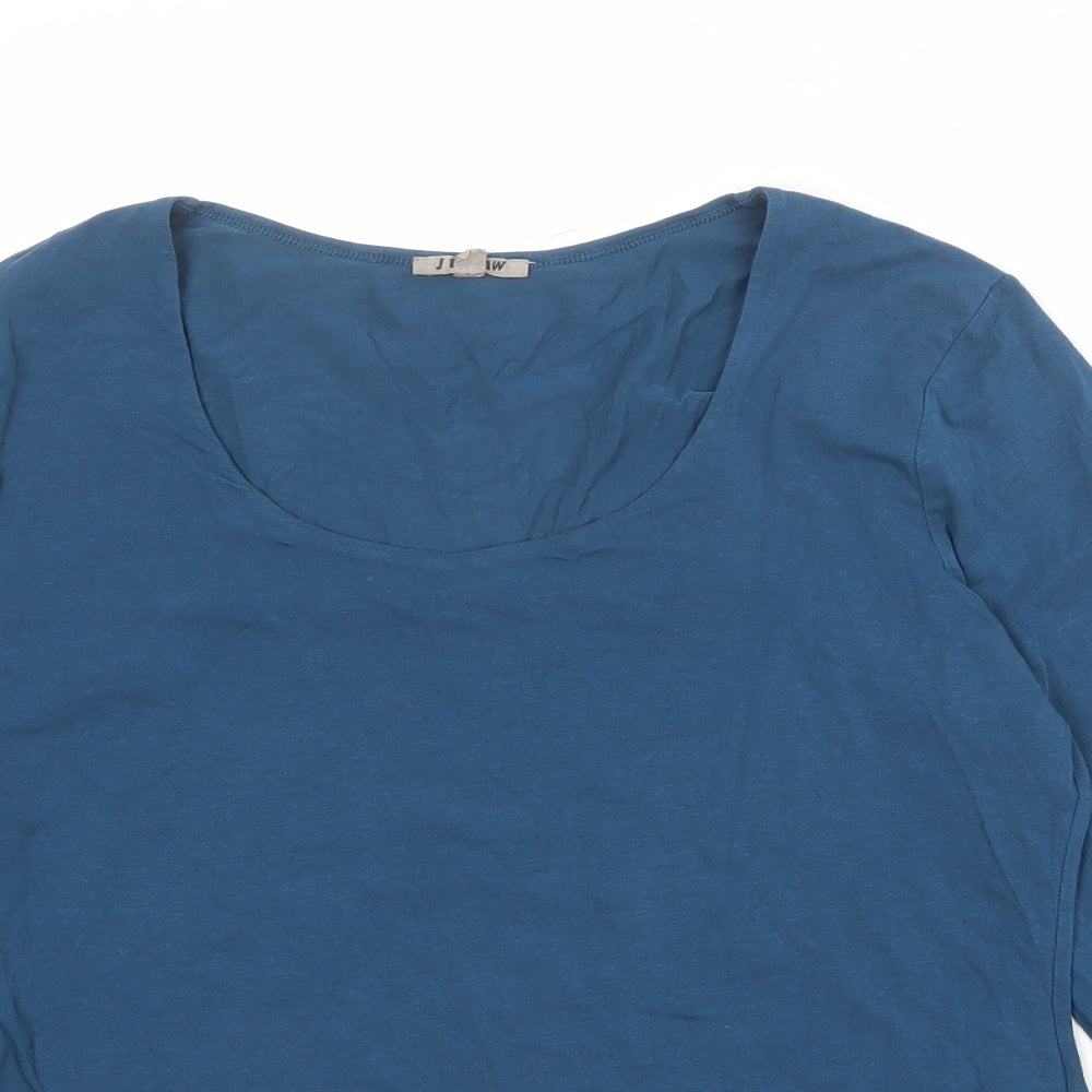 Jigsaw Womens Blue Cotton Basic T-Shirt Size 12 Scoop Neck