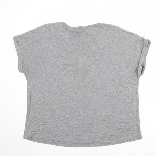 Marks and Spencer Womens Grey Viscose Basic T-Shirt Size 18 V-Neck