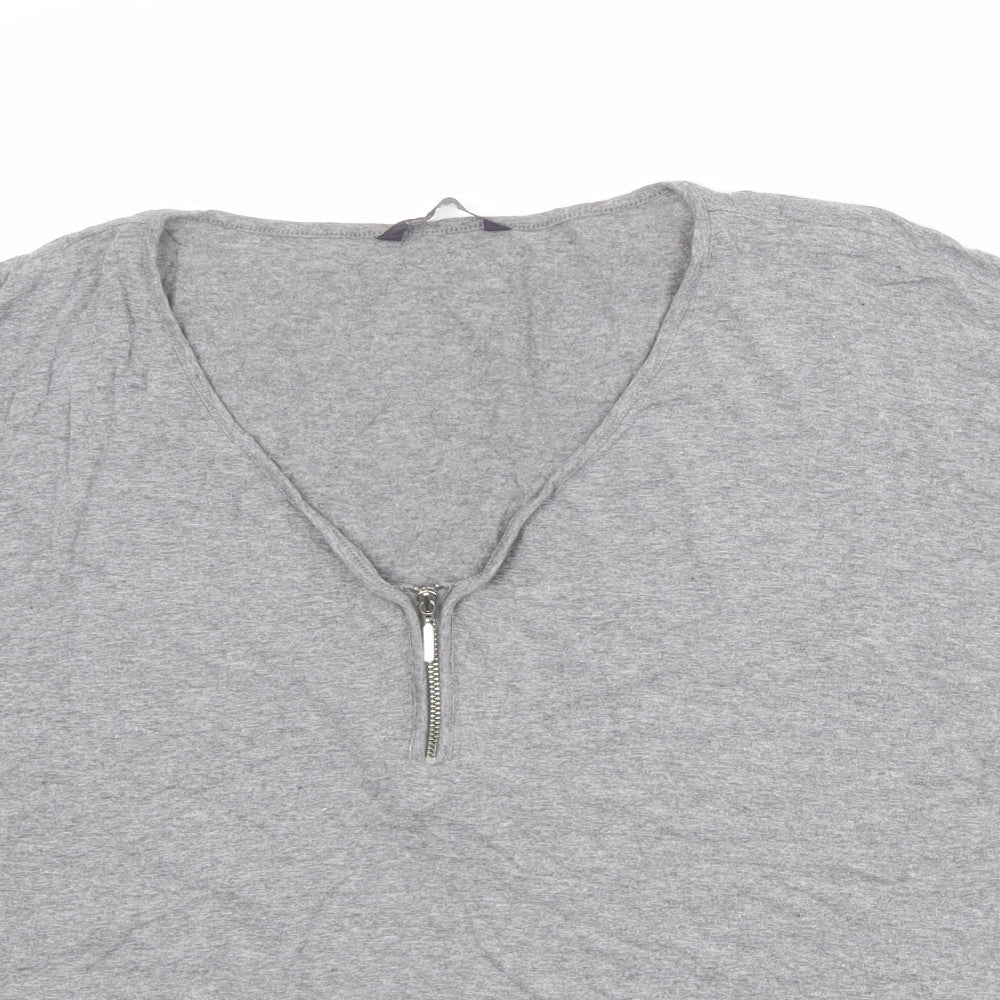 Marks and Spencer Womens Grey Viscose Basic T-Shirt Size 18 V-Neck