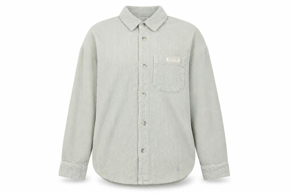 Front view of BDG women’s green cotton basic button-up, size S, collared