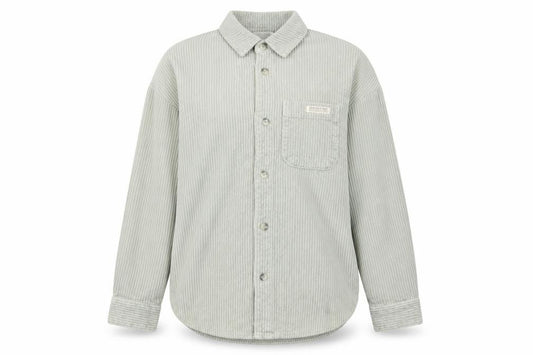 Front view of BDG women’s green cotton basic button-up, size S, collared