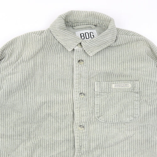 BDG Womens Green Cotton Basic Button-Up Size S Collared