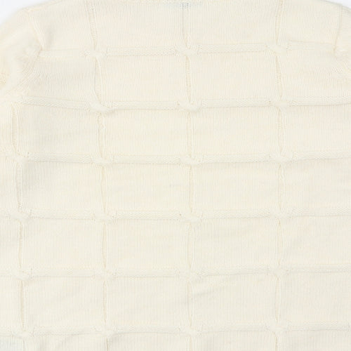 Classic Womens Ivory Round Neck Acrylic Pullover Jumper Size 6