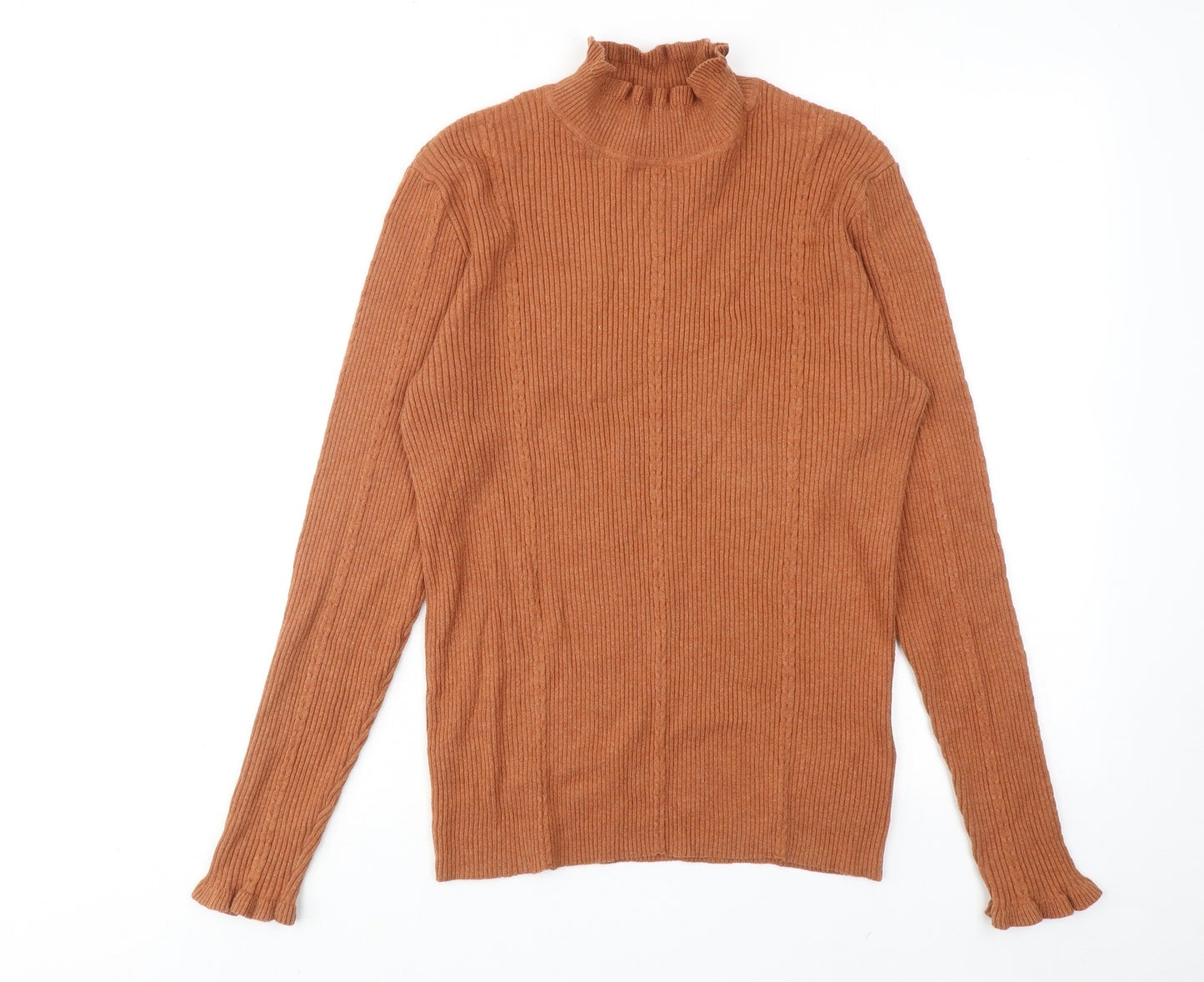 Fat Face Womens Orange High Neck Cotton Pullover Jumper Size 14