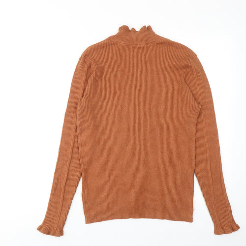 Fat Face Womens Orange High Neck Cotton Pullover Jumper Size 14