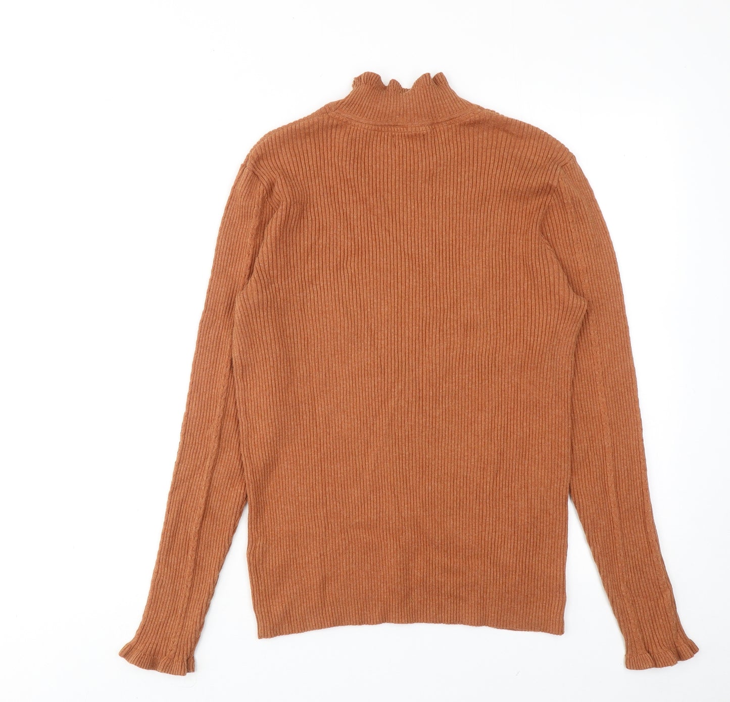 Fat Face Womens Orange High Neck Cotton Pullover Jumper Size 14