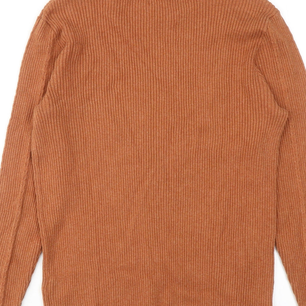 Fat Face Womens Orange High Neck Cotton Pullover Jumper Size 14