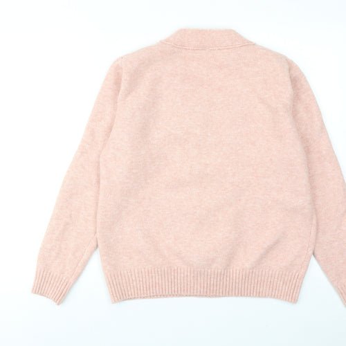 JustFashionNow Womens Pink Scoop Neck Wool Pullover Jumper Size 2XL
