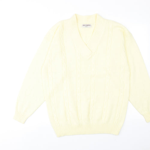 Richards Womens Yellow V-Neck Acrylic Pullover Jumper Size S