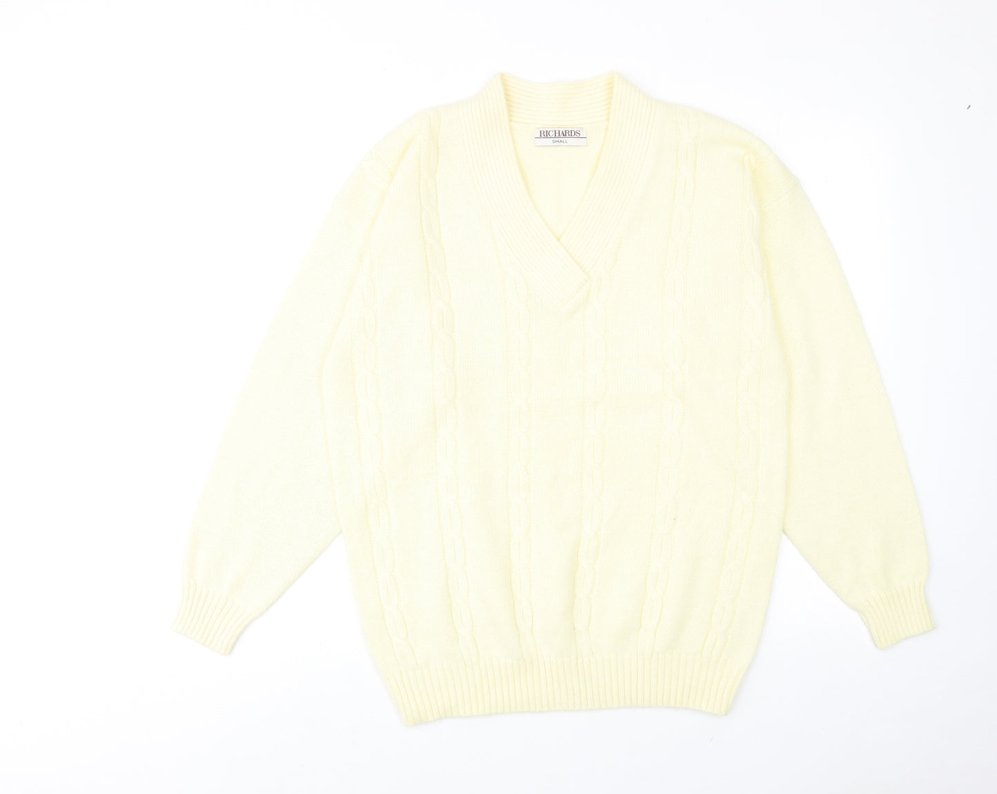 Richards Womens Yellow V-Neck Acrylic Pullover Jumper Size S