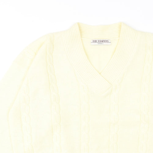 Richards Womens Yellow V-Neck Acrylic Pullover Jumper Size S