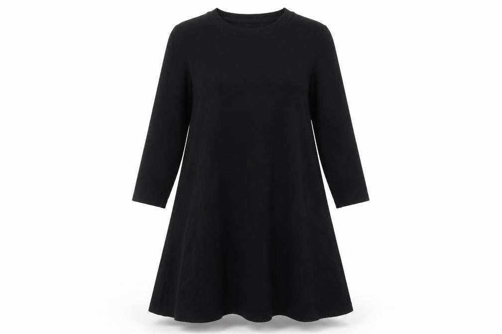Front view of Topshop women’s black acrylic a-line, size UK 10, round neck pullover