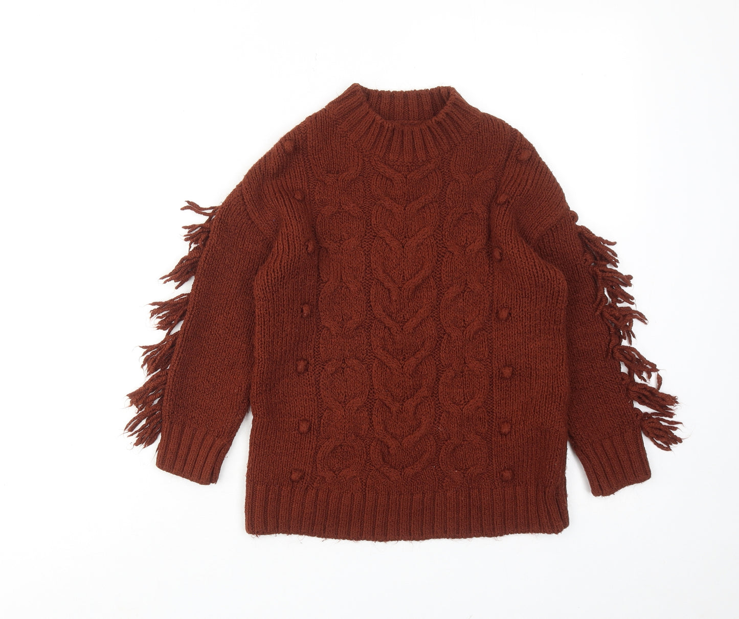 Zara Girls Brown High Neck Acrylic Pullover Jumper Size 6 Years Pullover
