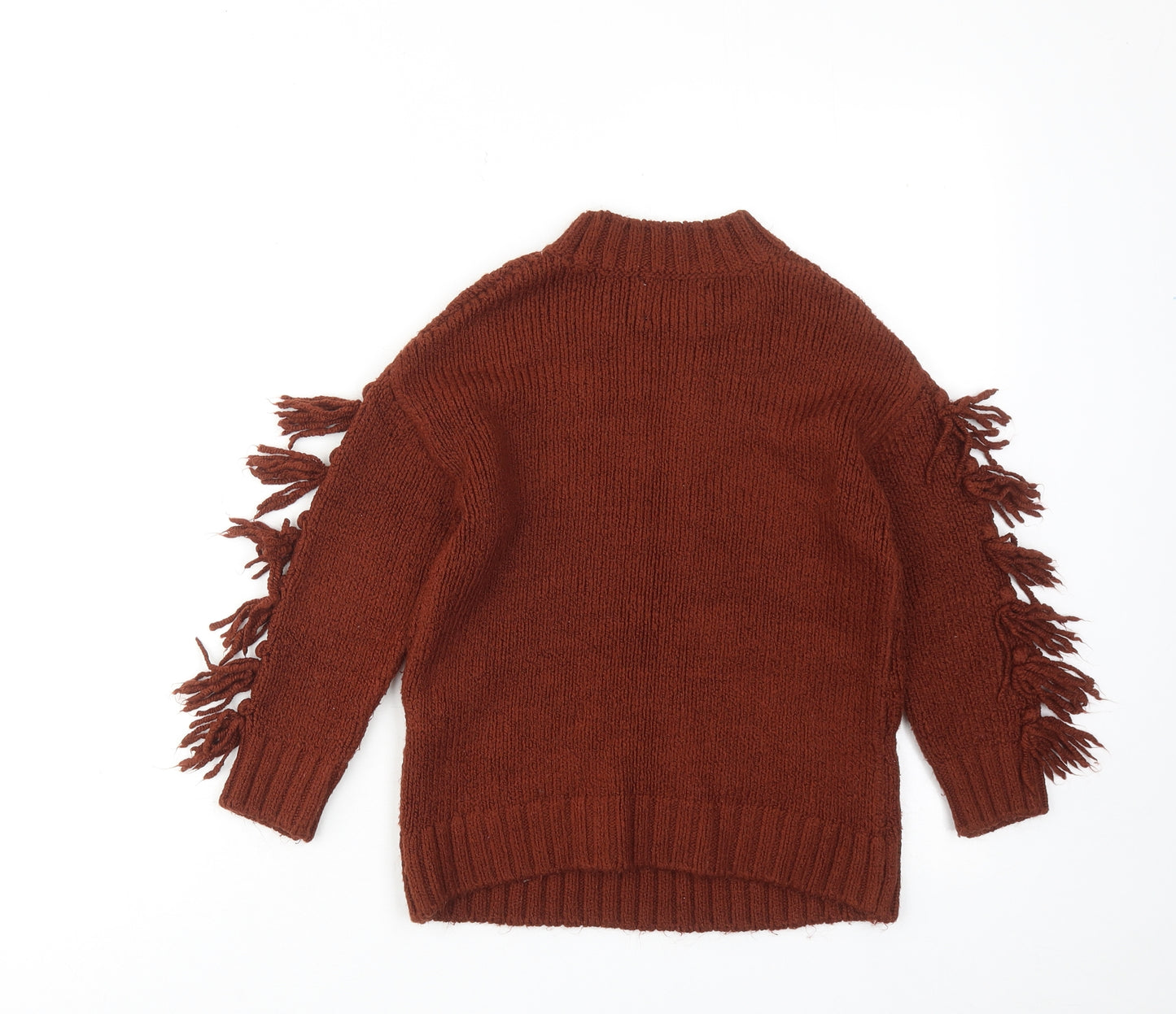 Zara Girls Brown High Neck Acrylic Pullover Jumper Size 6 Years Pullover