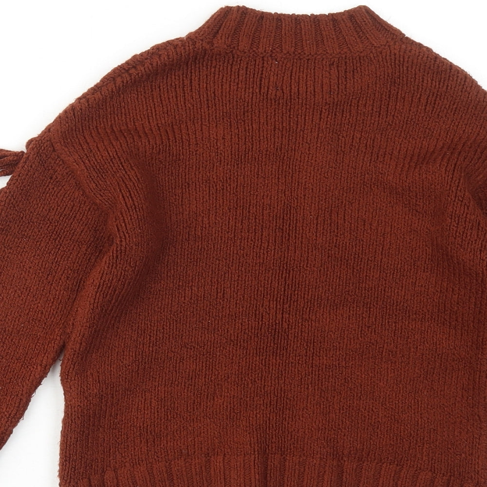 Zara Girls Brown High Neck Acrylic Pullover Jumper Size 6 Years Pullover