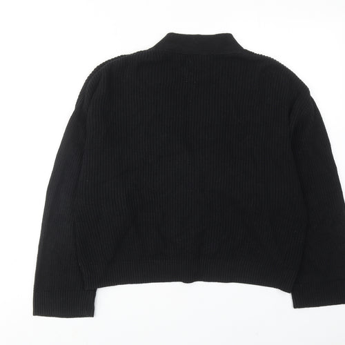 People Tree Womens Black V-Neck Acrylic Cardigan Jumper Size 8 Button - Button