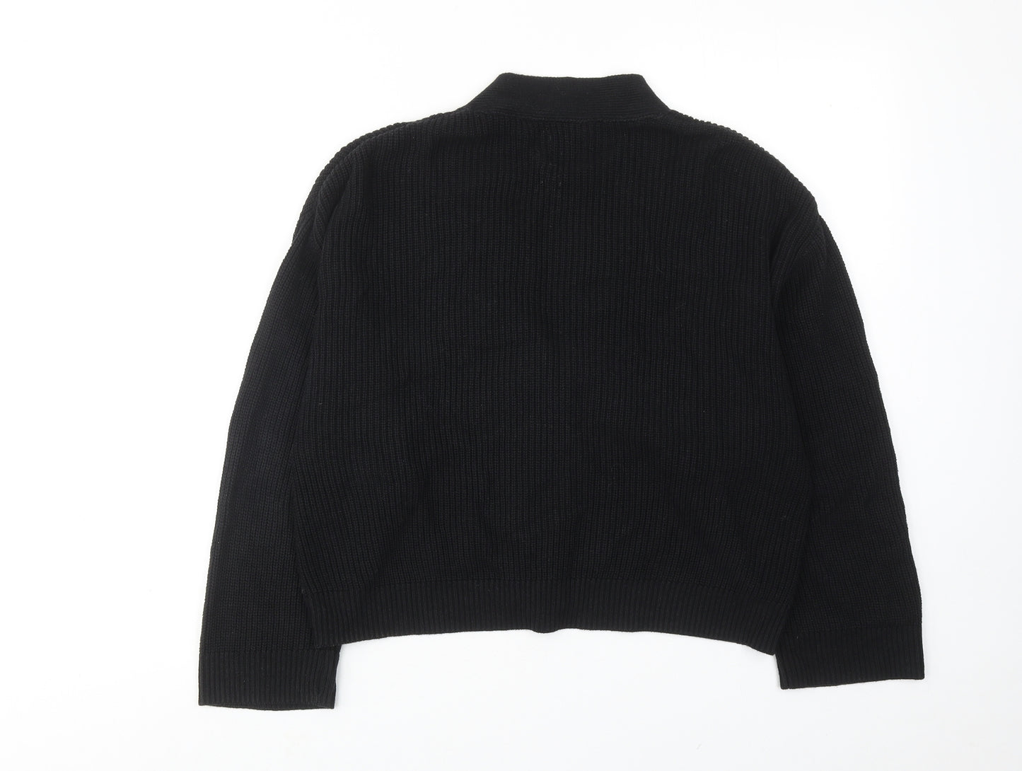 People Tree Womens Black V-Neck Acrylic Cardigan Jumper Size 8 Button - Button