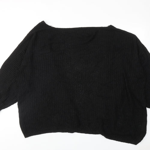Yours Womens Black V-Neck Acrylic Cardigan Jumper Size 22
