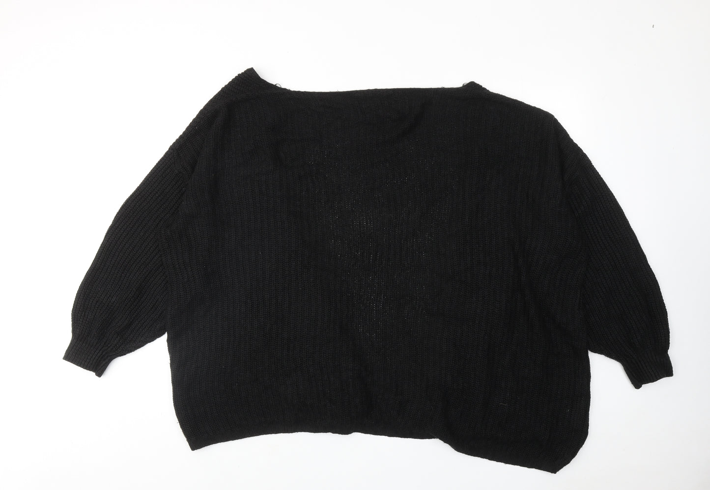 Yours Womens Black V-Neck Acrylic Cardigan Jumper Size 22