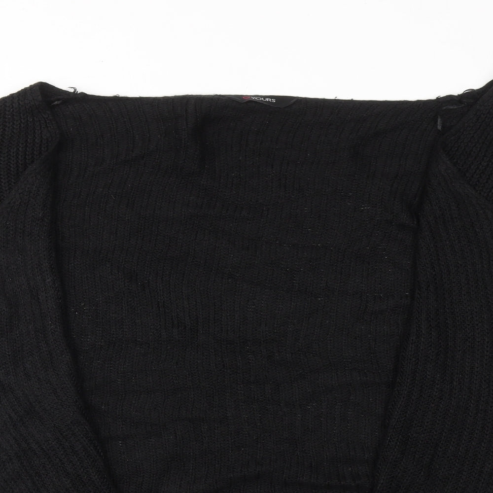 Yours Womens Black V-Neck Acrylic Cardigan Jumper Size 22
