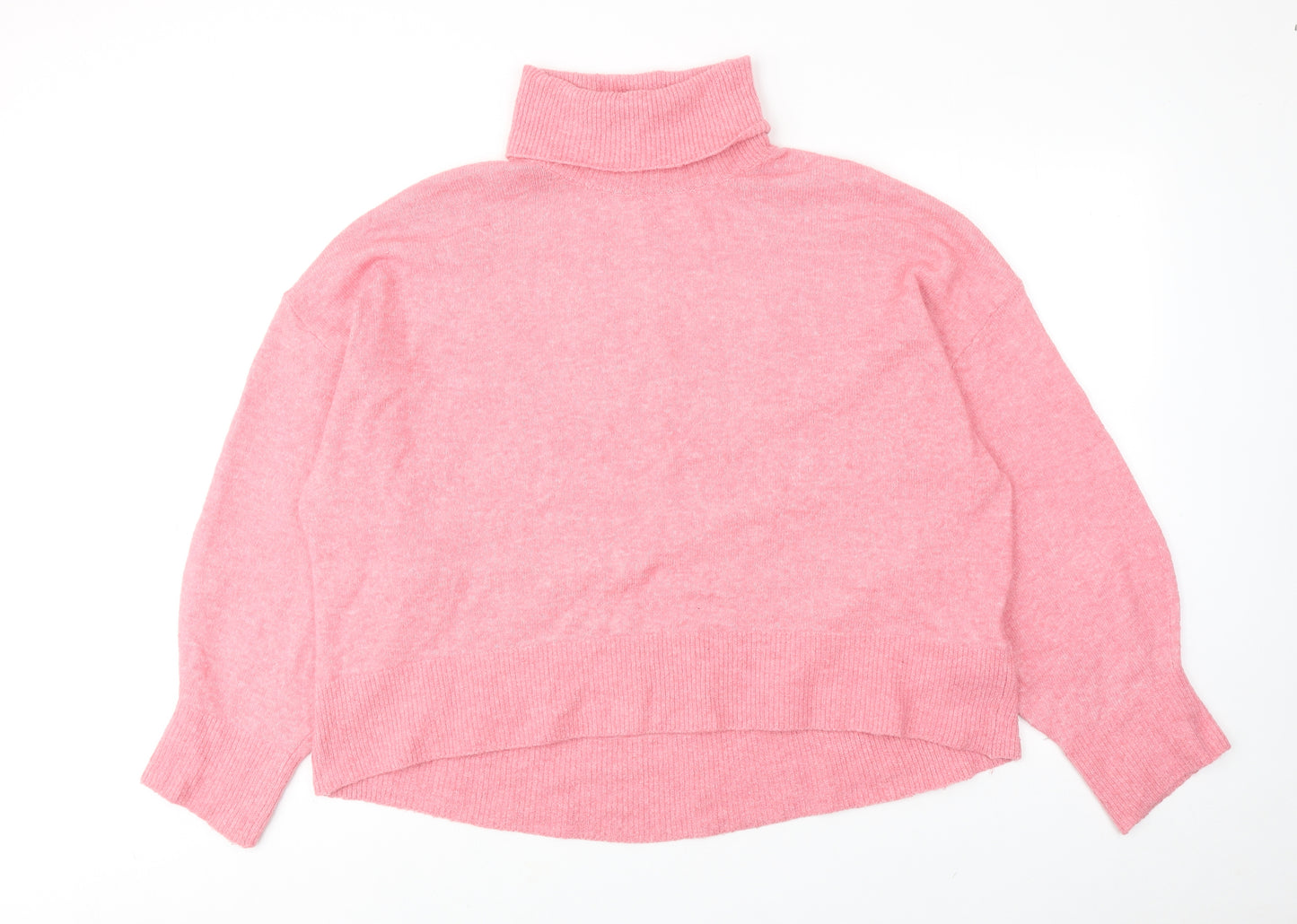 H&M Womens Pink Roll Neck Polyester Pullover Jumper Size XL