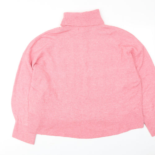 H&M Womens Pink Roll Neck Polyester Pullover Jumper Size XL