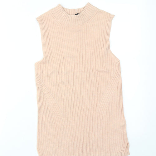 French Connection Womens Pink Polyester Basic Tank Size L Round Neck