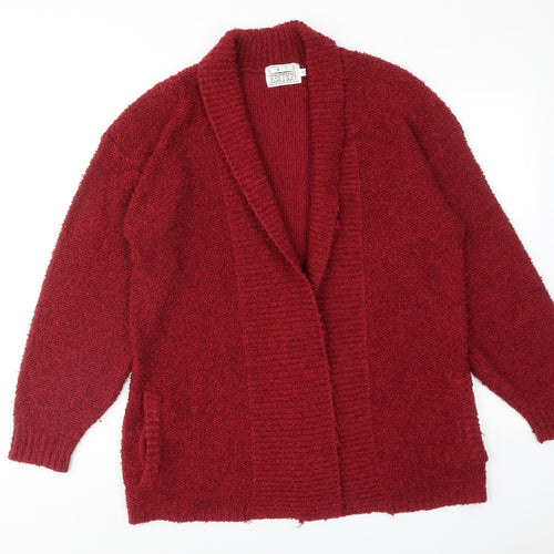 Late Edition Womens Red V-Neck Acrylic Cardigan Jumper Size S